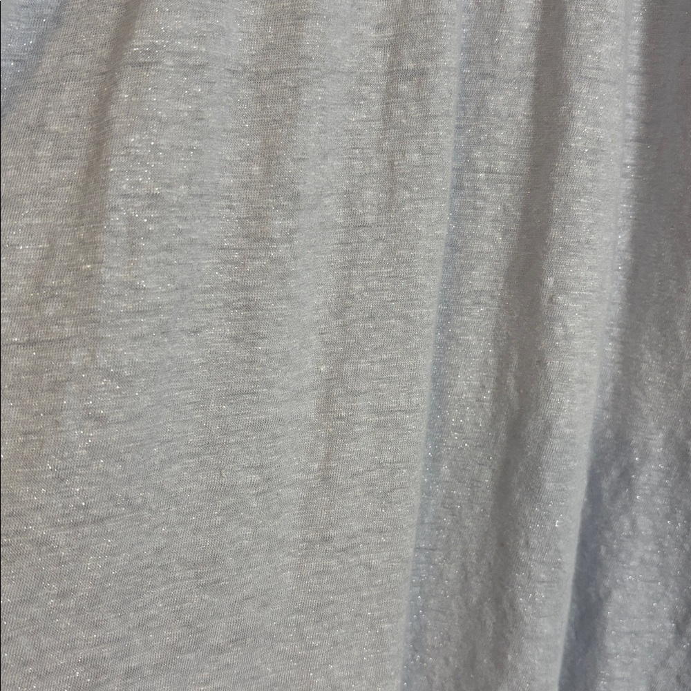Ann Taylor Soft Gray Sparkly Linen Short Sleeve Top - Picture 3 of 3